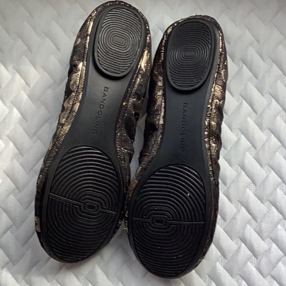 Bandolino Black and Gold Patterned Flats - Picture 4 of 5